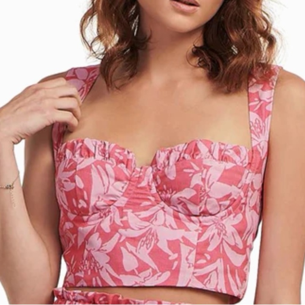 Charlie Holiday Madonna Underwire Pink Floral Crop Top